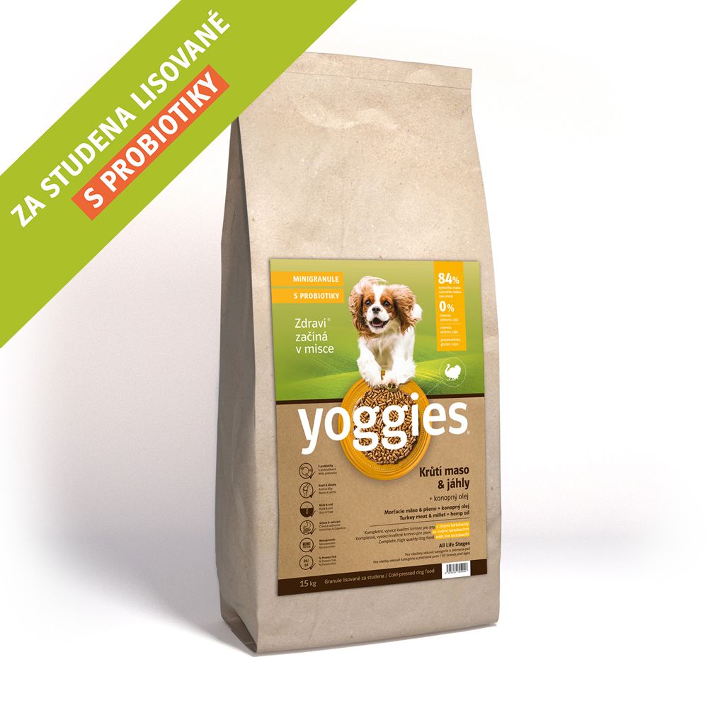 15 kg  Yoggies Krůtí maso&jáhly, minigranule lisované za studena s probiotiky