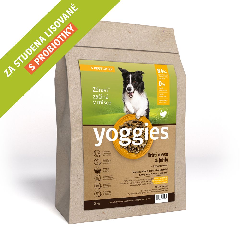 2kg  Yoggies Krůtí maso&jáhly, granule lisované za studena s probiotiky