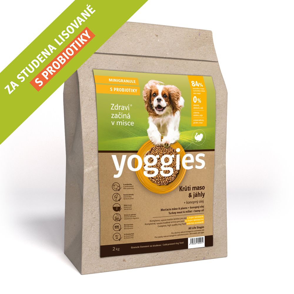 2kg  Yoggies Krůtí maso&jáhly, minigranule lisované za studena s probiotiky