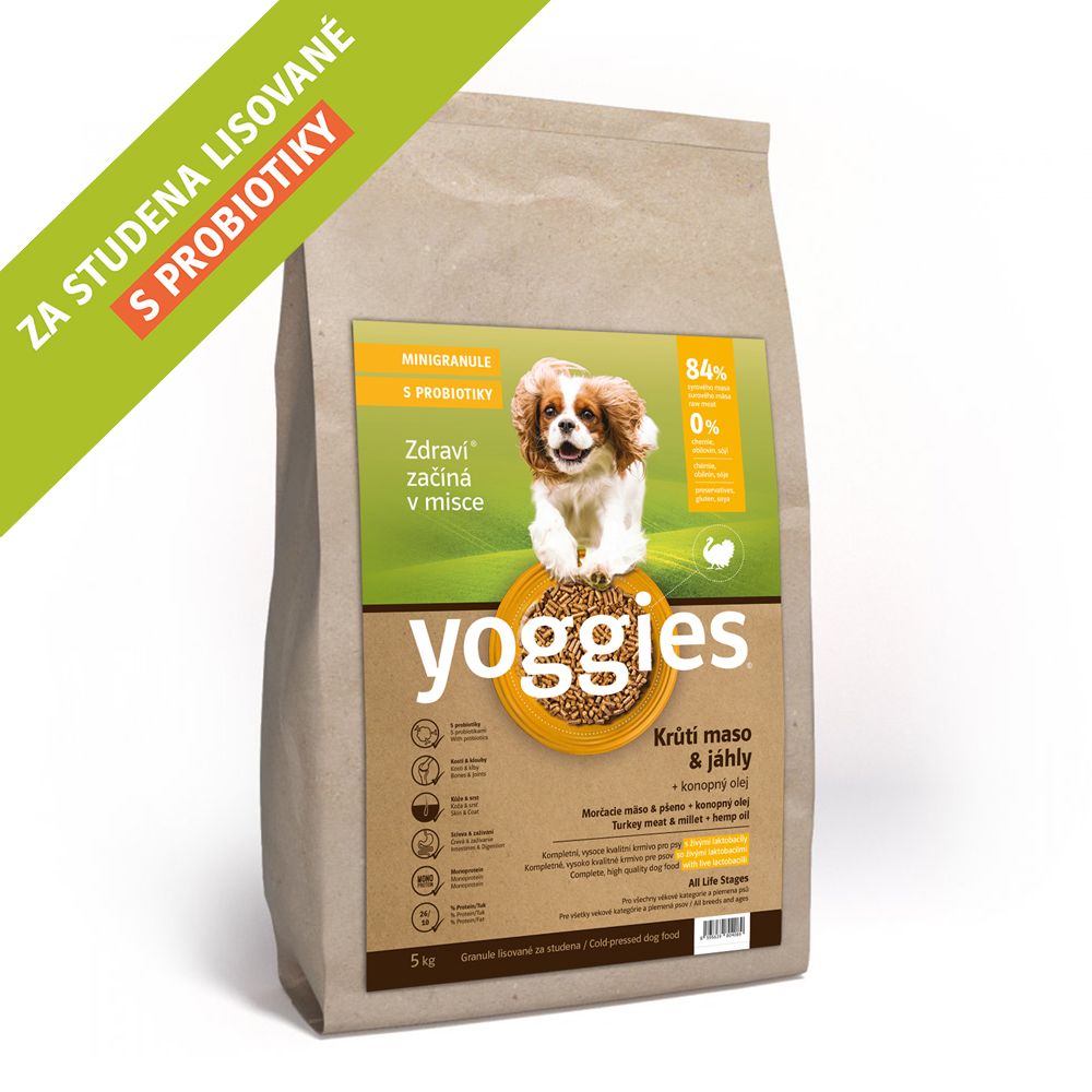 5 kg  Yoggies Krůtí maso&jáhly, minigranule lisované za studena s probiotiky