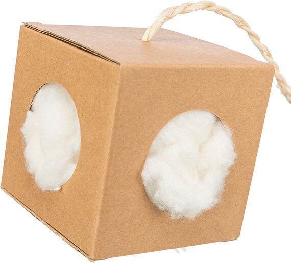 Box s hnízdícím materiálem, 9x9x9 cm/ 6g, karton/kapok