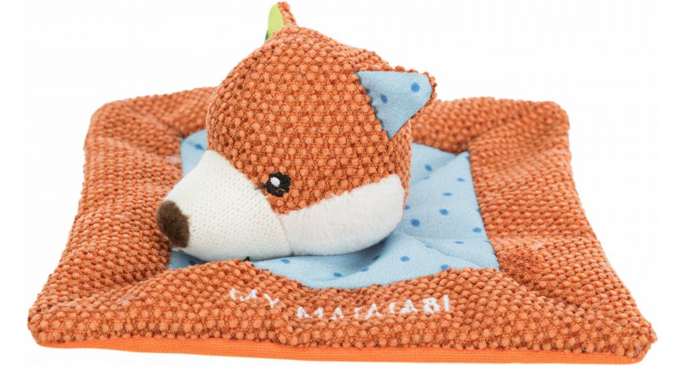 JUNIOR snuggler - plyšový mazlíček, čtverec s liščí hlavou 13 x 13 cm