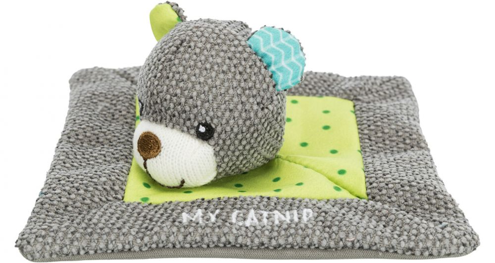 JUNIOR snuggler - plyšový mazlíček, čtverec s medvědí hlavou 13 x 13 cm