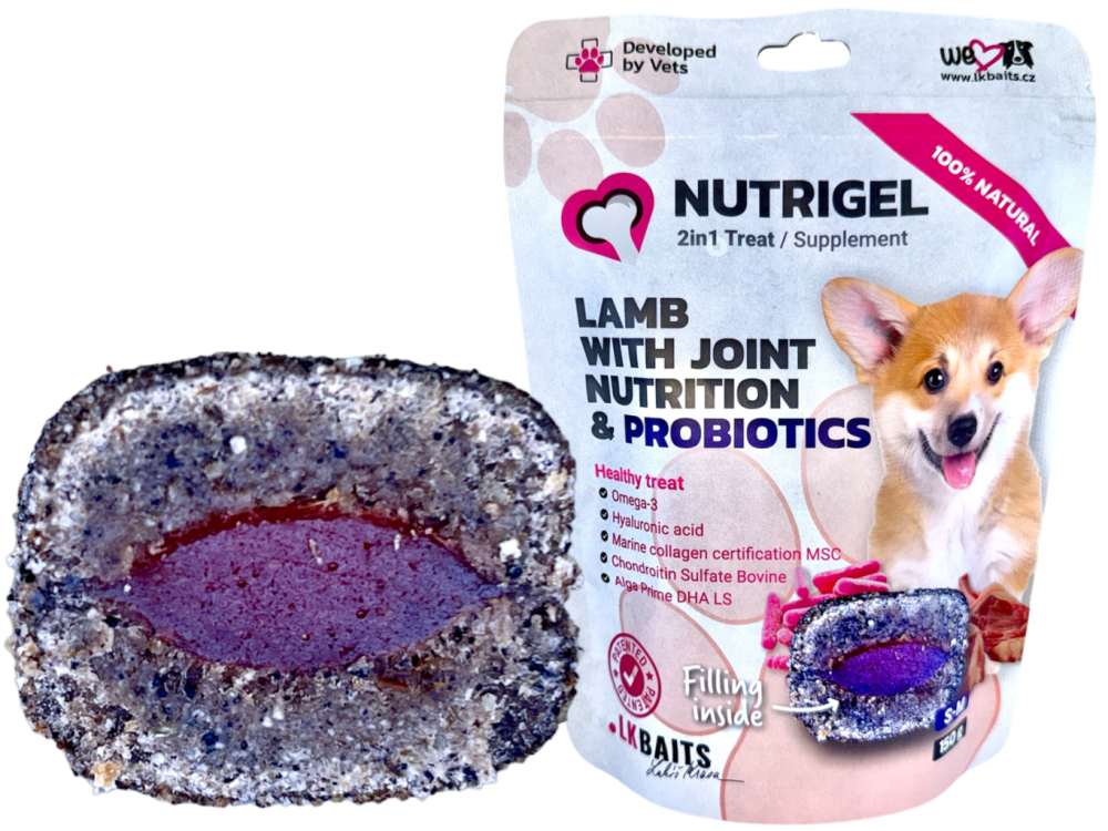 LK Baits Pet Nutrigel Dog, Jehněčí s Kloubní Výživou a Probiotiky,S-M,150g