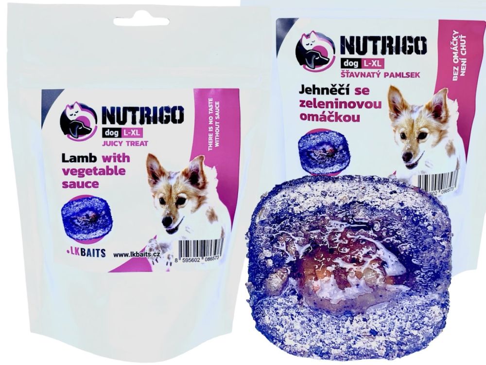 LK Baits Pet Nutrigo Dog Pamlsek Jehněčí se Zeleninovou Omáčkou,L-XL,200g