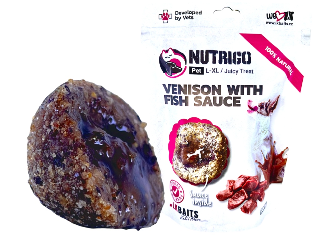 LK Baits Pet Nutrigo Dog Pamlsek Zvěřina s Rybí Omáčkou,L-XL, 200g