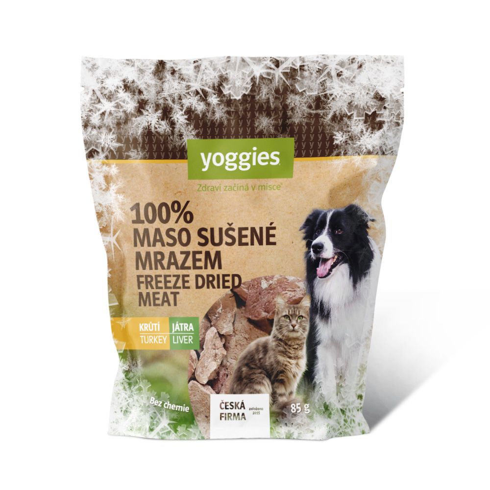 Mrazem sušené (lyofilizované) krůtí játra Yoggies 85 g Pamlsek pro psy a kočky