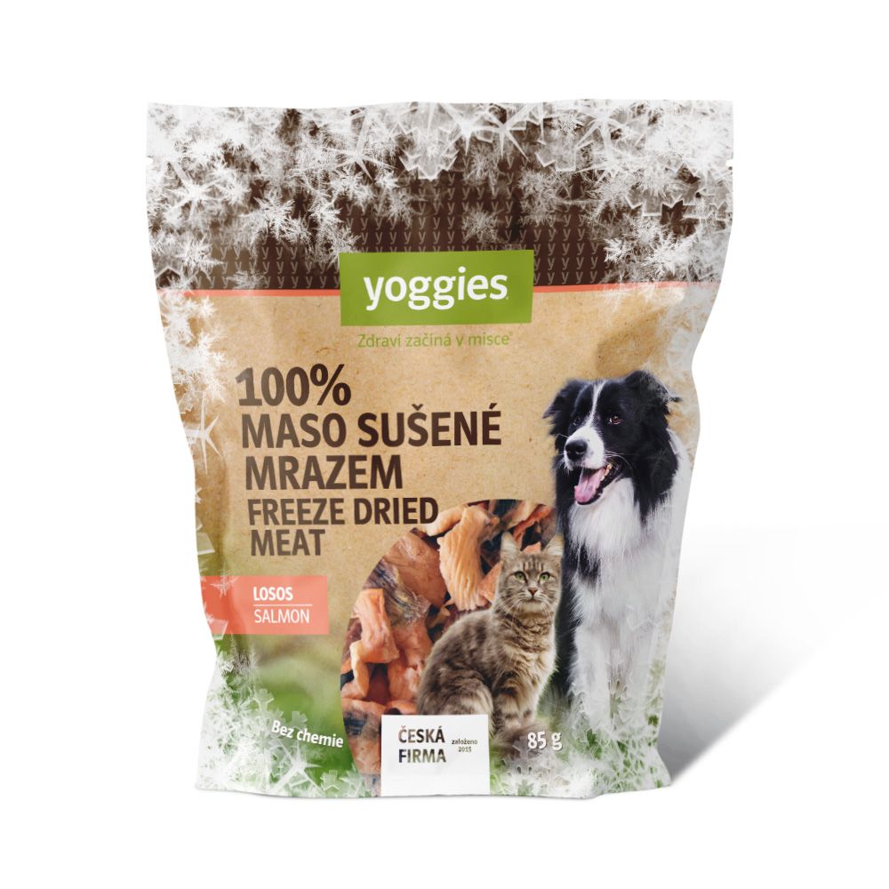 Mrazem sušené (lyofilizované) losos Yoggies 85 g Pamlsek pro psy a kočky