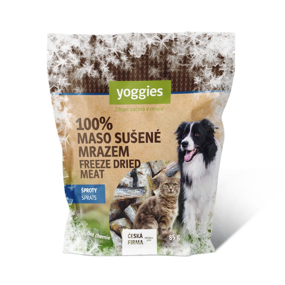 Mrazem sušené (lyofilizované) šproty Yoggies 85 g Pamlsek pro psy a kočky