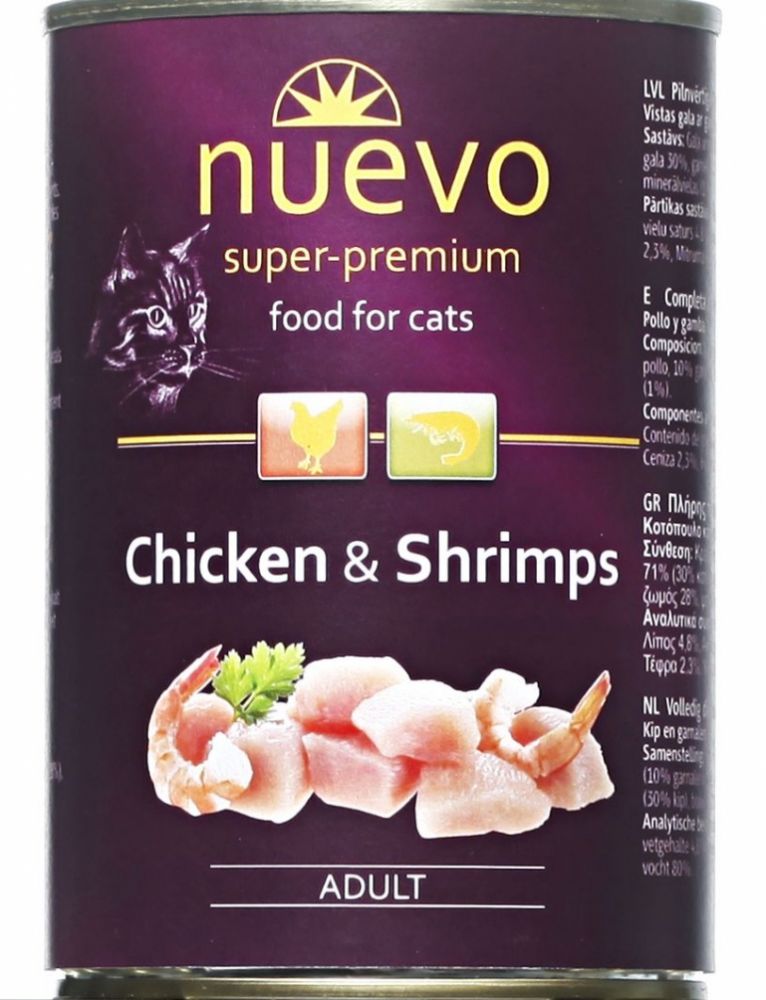 Nuevo kočka adult Kuře a krevety konz. 400g