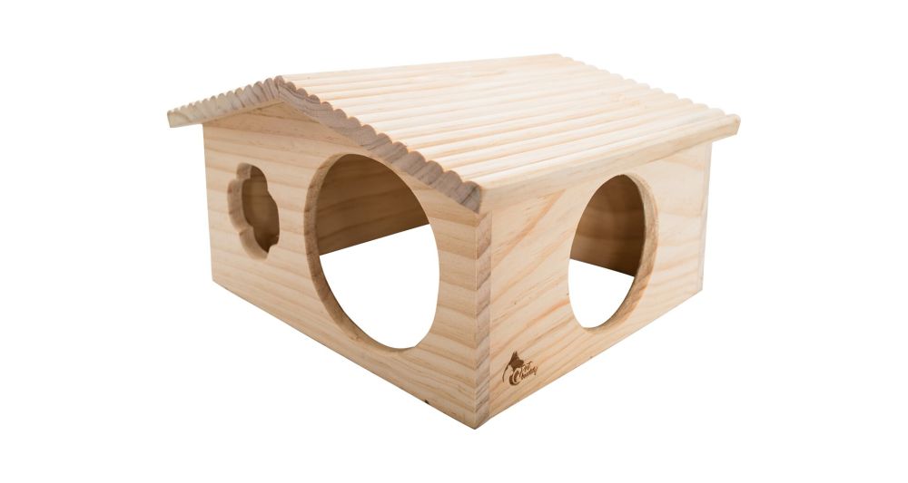 PetBuddy roubenka velká, přírodní domek, 33 x 28 x 18 cm, borové dřevo