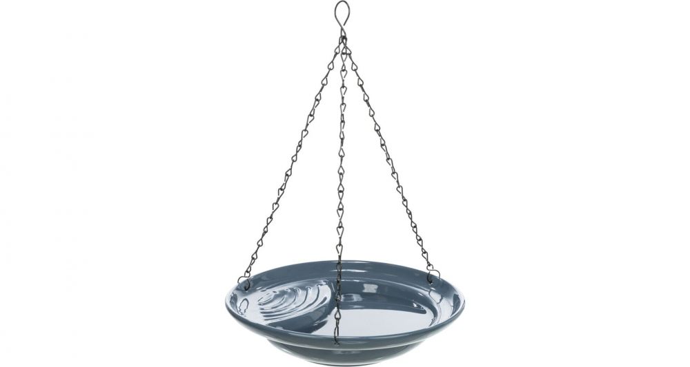 Venkovní závěsná keramická lázeň pro ptactvo, 550ml / 26 cm, modrá